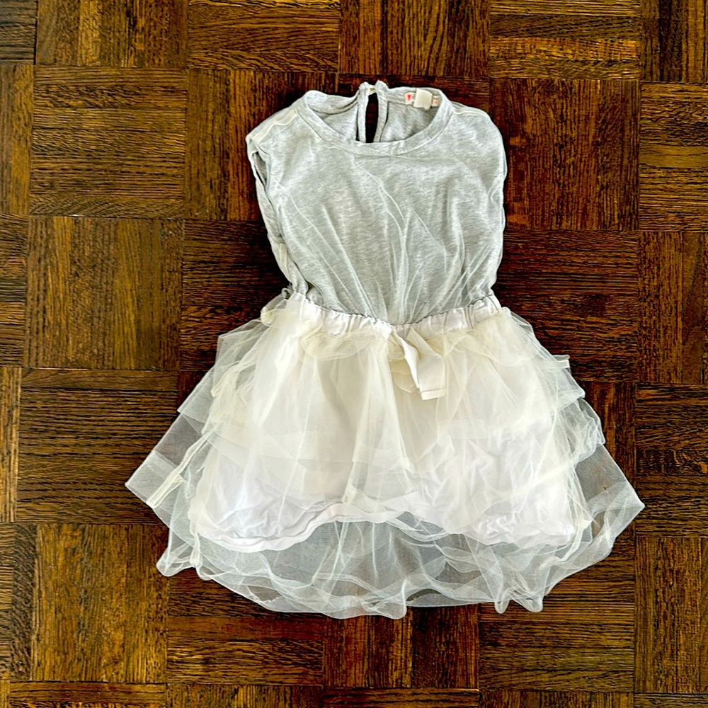 JCrew Crewcuts gray white and ruffle dress. 4T